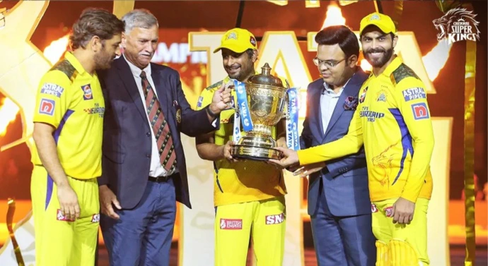 Ambati Rayudu holding CSK IPL trophy