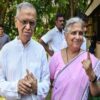 Narayana and Sudha Murthy cast ballots