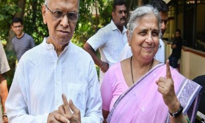 Narayana and Sudha Murthy cast ballots
