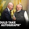 joe biden asks for an autograph to PM Modi