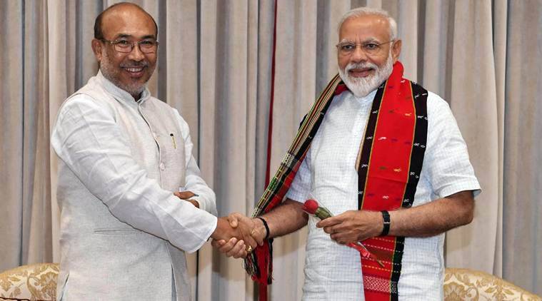 Biren Singh with PM Modi