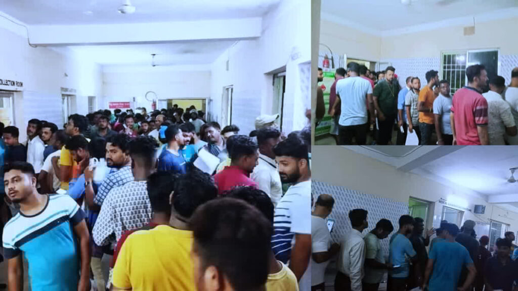 Blood donors queue up to donate blood
