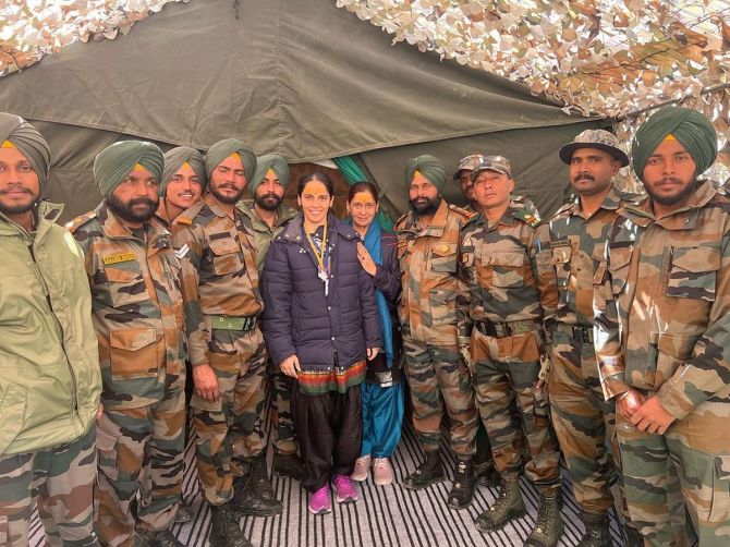 Saina Nehwal in Amarnath with Army