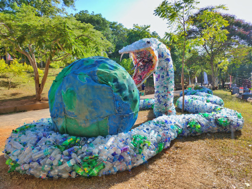 Snake made from plastic bottles