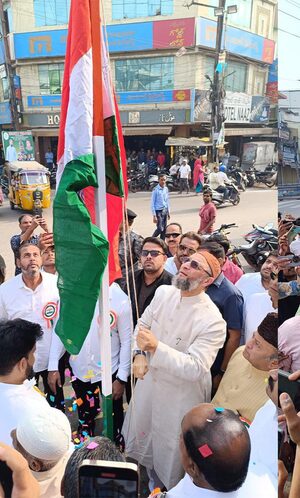 owaisi unfurl national flag